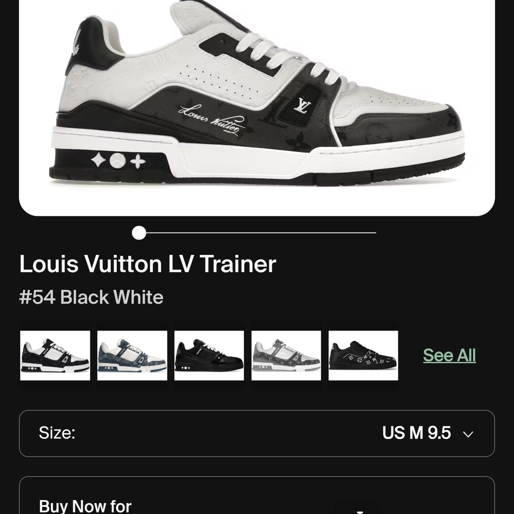 Louis Vuitton LV Trainer Black White Men's Shoes